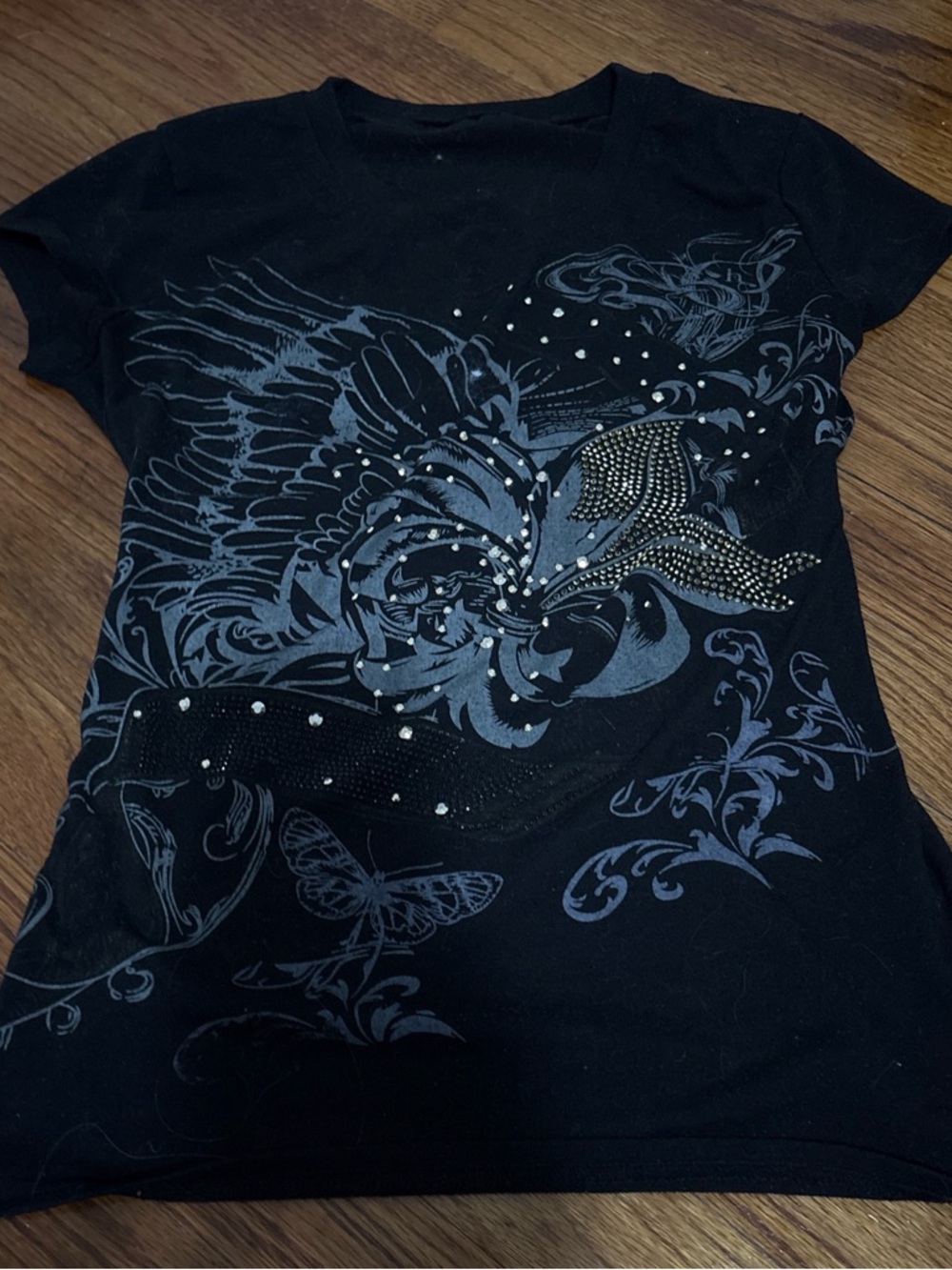 Black Graphic Embellished Short-Sleeve Tee